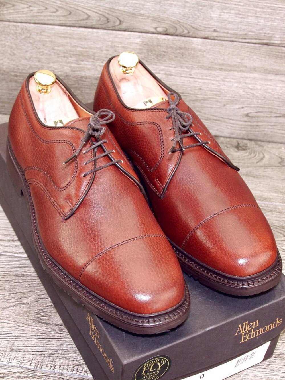 * NIB * $375 Allen Edmonds BECKER Derby 10 D Brown Grain * add $15 new Trees